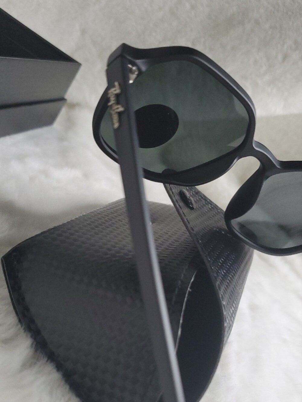 Ray-Ban Matte Black Sunglasses with Dark Green Lenses - Picture 7 of 9